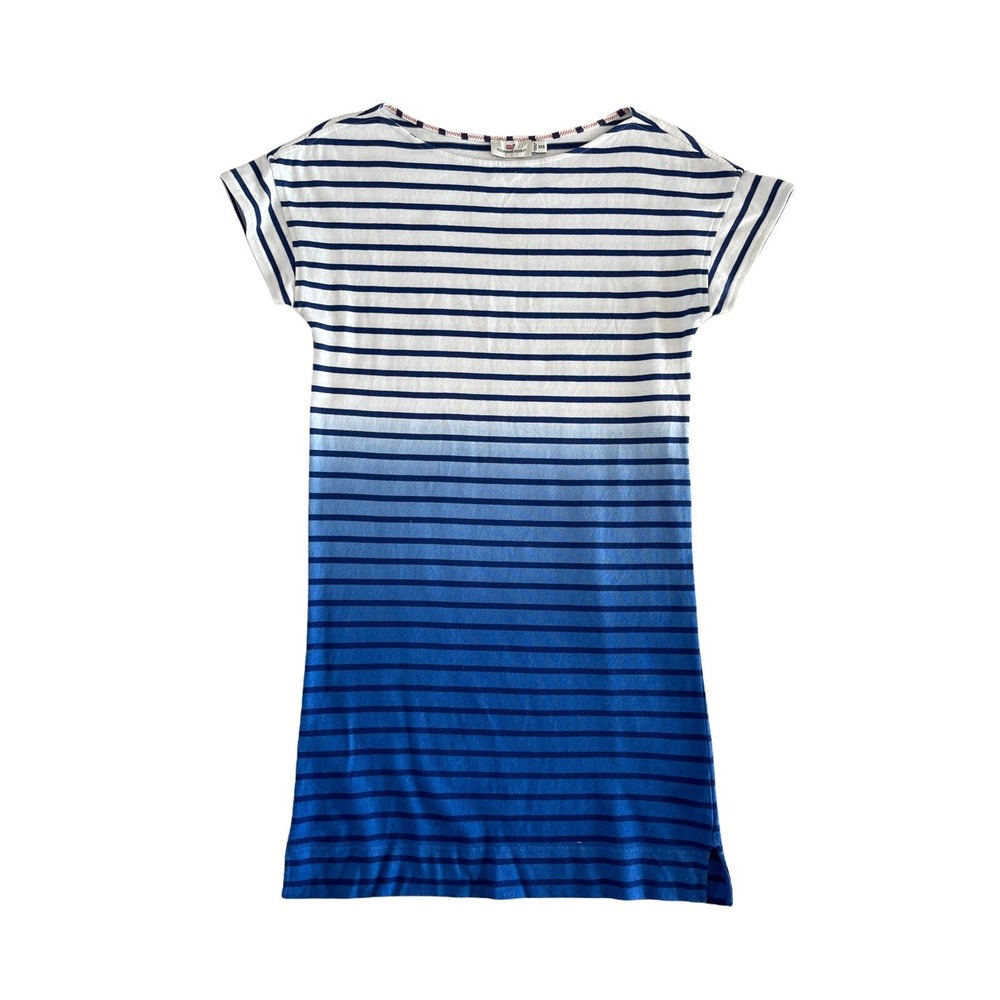 Vineyard Vines Dip Dye Stripe Cotton Jersey Knit T-Shirt Dress Blue XXS $98